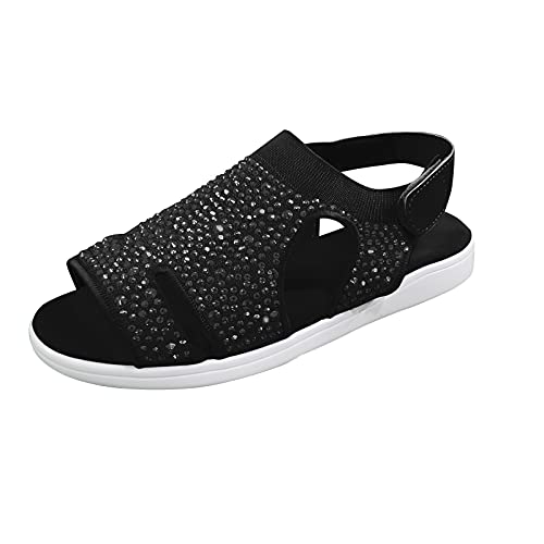 AMDOLE Sandalen Sale Damen Wide Fit Sandals For Women & Women Zehen Frauen Schuhe Sandalen Schlaufe Keil Haken Netz- atmungsaktive Damen-Sandalen Damenschuhe Schwarz Elegant Keilabsatz (Black, 40) von AMDOLE