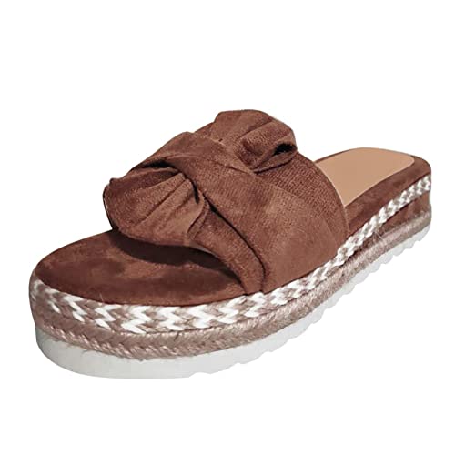 AMDOLE Sandalen Sale Damen Womens Sandals Size 6 Slip Toe Beach Sandalen flache atmungsaktive Bogen Frauen weben offene Schuhe Sommer Frauen Sandalen D Schuhe Damen Boots (Brown, 42) von AMDOLE