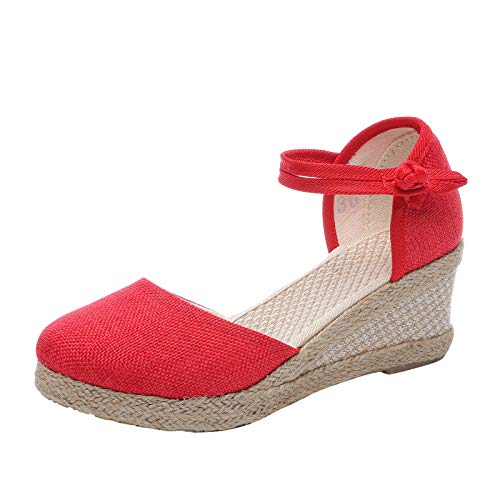 AMDOLE Sandalen Sale Ladies Sandals Size 5 Uk Frauen atmungsaktive Mode-Freizeitsandalen Outdoor-Schuhe Keils Freizeit Slip- Frauen Sandalen Keilabsatz Schuhe Damen (Red, 40) von AMDOLE