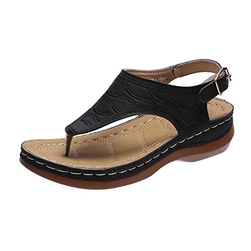 AMDOLE Sandalen Sale Sandals For Women Size 6 Multicolor Sandalen für Frauen, Keil-Hausschuh, Flop, Flop, gestickt für Frauen Schuhe Damen 41 (Black, 41) von AMDOLE