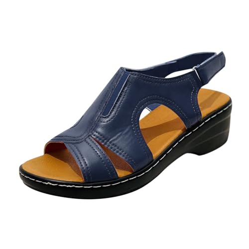 AMDOLE Sandaletten Damen Sale Closed Toe Sandals For Women Sandalen für Damen, lässige römische Schuhe, Fischmaul-Keilsandalen Schuhe Damen Wasserfest (Blue, 43) von AMDOLE