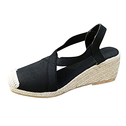 AMDOLE Sandals With Arch Support For Women Schuhe von Thick-Bottom Frauen Plattform Zehen beiläufige Trägersandalen Mode geschlossen Damensandalen Damenschuhe Sommerschuhe Gelb (Black, 42) von AMDOLE