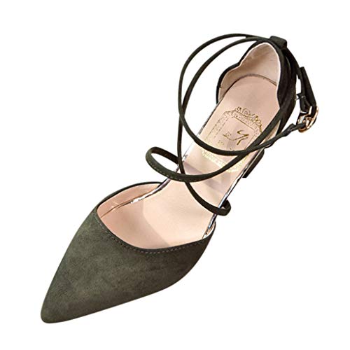 AMDOLE Sommer Sandalen Damen Sale Platform Sandals For Women Frauen-Mode lässige Spitze Zehen quadratische Fersen Hochzeit Schuhe High Heel Sandalen Schwarze Schuhe Damen (Army Green, 39) von AMDOLE