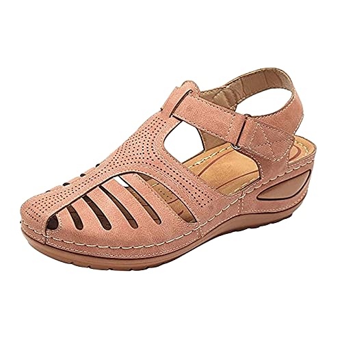 AMDOLE Sommer Sandalen Damen Sale Wedge Sandals For Women Fußgelenke Damensohle hohle weiche Schuhe Sandalen bequeme Zehen Mode Runde Damensandalen O Damenschuhe 41 (Pink, 40) von AMDOLE