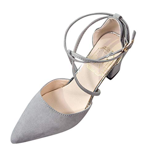 AMDOLE Sommerschuhe Damen Sale Platform Sandals For Women Frauen-Mode lässige Spitze Zehen quadratische Fersen Hochzeit Schuhe High Heel Sandalen Schwarze Schuhe Damen (Grey, 38) von AMDOLE