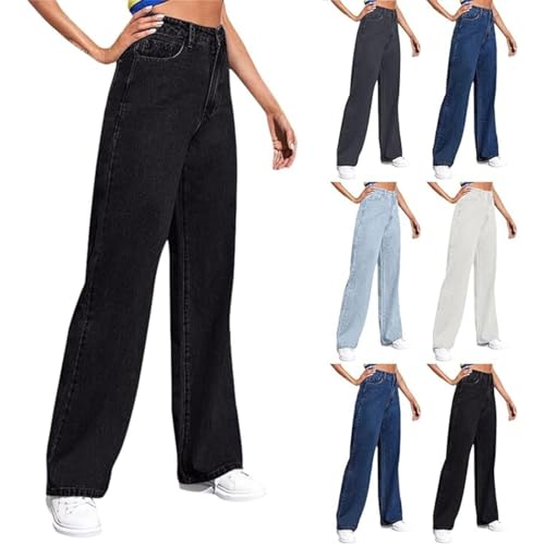 AMDOLE Sweatpants That Look Like Jeans, Boyfriend Jeans, Sweatpant Jeans: High Waisted with Pockets, Cute Petite Jeans, Schwarz 1, 3XL von AMDOLE