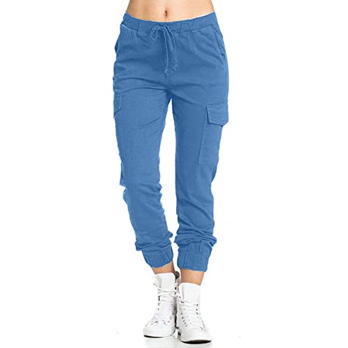 AMDOLE Weiße Hose Damen Medizin Stretch 48 Damen Multi Pocket Cargo Freizeithose Elastische Taille Korsett Seilhose Lack Kleidung Damen Hose von AMDOLE