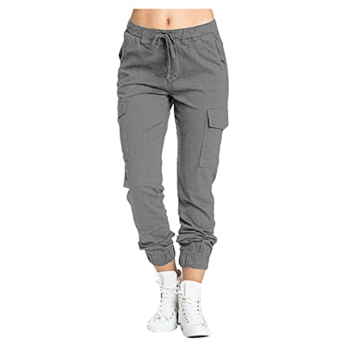 AMDOLE Weiße Hose Damen Medizin Stretch 48 Damen Multi Pocket Cargo Freizeithose Elastische Taille Korsett Seilhose Lack Kleidung Damen Hose von AMDOLE