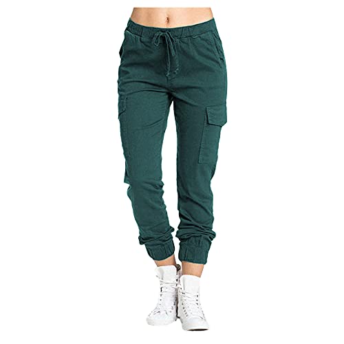 AMDOLE Weiße Hose Damen Medizin Stretch 48 Damen Multi Pocket Cargo Freizeithose Elastische Taille Korsett Seilhose Lack Kleidung Damen Hose von AMDOLE