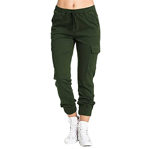 AMDOLE Weiße Hose Damen Medizin Stretch 48 Damen Multi Pocket Cargo Freizeithose Elastische Taille Korsett Seilhose Lack Kleidung Damen Hose von AMDOLE