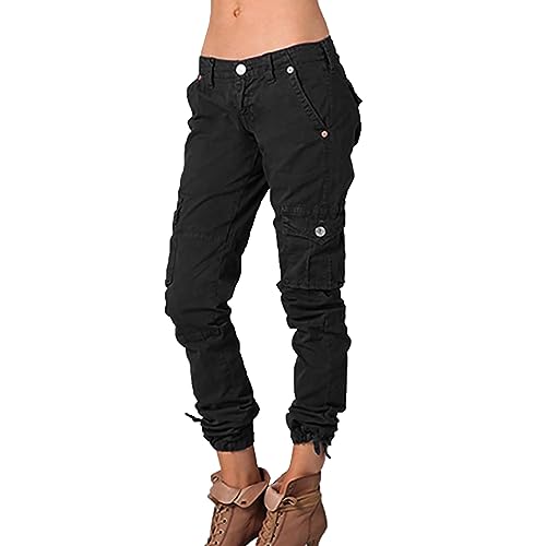 AMDOLE Weiße Hose Damen Medizin Stretch 48 Damen Multi Pocket Cargo Freizeithose Elastische Taille Korsett Seilhose Lack Kleidung Damen Hose von AMDOLE