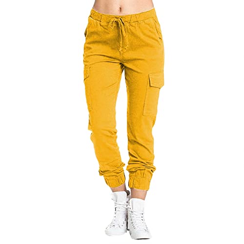 AMDOLE Weiße Hose Damen Medizin Stretch 48 Damen Multi Pocket Cargo Freizeithose Elastische Taille Korsett Seilhose Lack Kleidung Damen Hose von AMDOLE