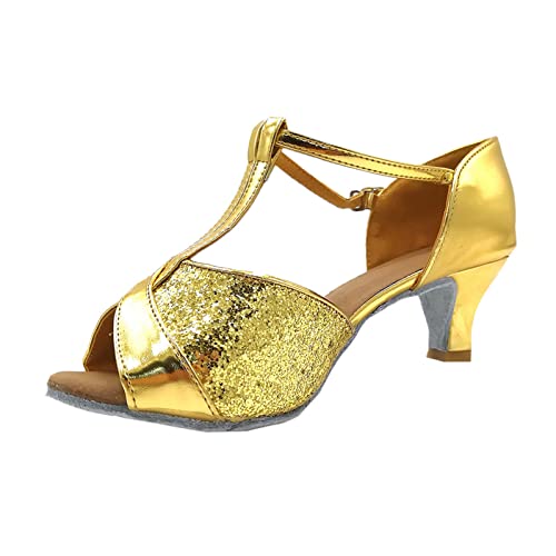 Barfußschuhe Damen Sale Wide Fit Sandals For Women Latin Ballroom Prom Schuhe Damen Color Sandalen Fashion Dance Damensandalen Schuhe Damen Winterstiefel (Gold, 41) von AMDOLE