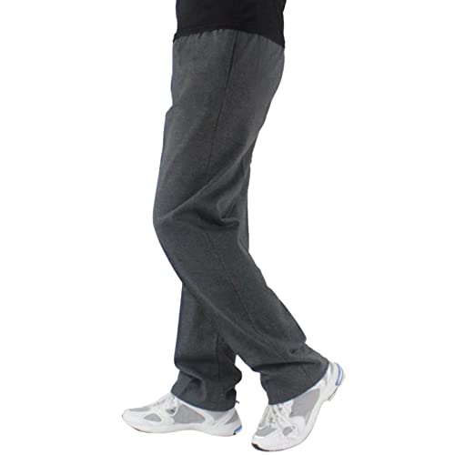Bodybuilding Hose,Jogginghose Herren Breite Baggy Sweatpants Baumwolle Trackpantstaille Kordelzug Weites Bein Sporthose Sweat Pants Open Leg Jogger Winter Warme Männer Trainingshose,XXL,A-Dunkelgrau von AMDOLE