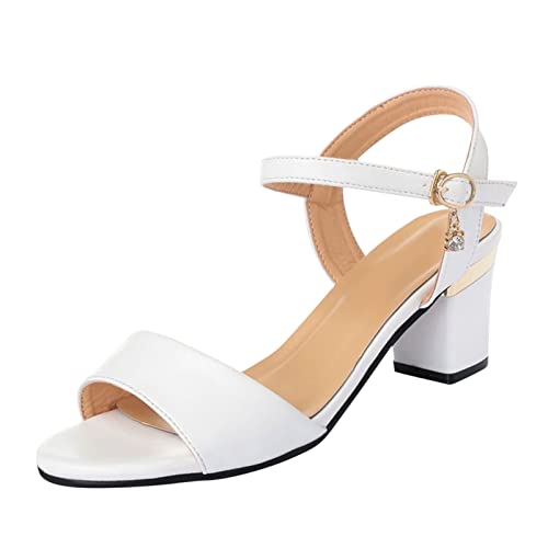 Damen Sandalen Sale Arch Support Sandals For Women Uk Frühling große Größe Absatz Sandalen offene Frauen grobe Zehen Fashion-und Sommer High Heels Frauen Sandalen Damenschuhe Ballerina (White, 40) von AMDOLE