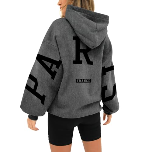 Lightning Deals Today Pullover Grau Maedchen Leichter Pulli Damen Sweatshirt Damen Winter Weisser Zip Hoodie Damen Pullover Lang Maedchen Sweatshirt Damen Print von AMDOLE
