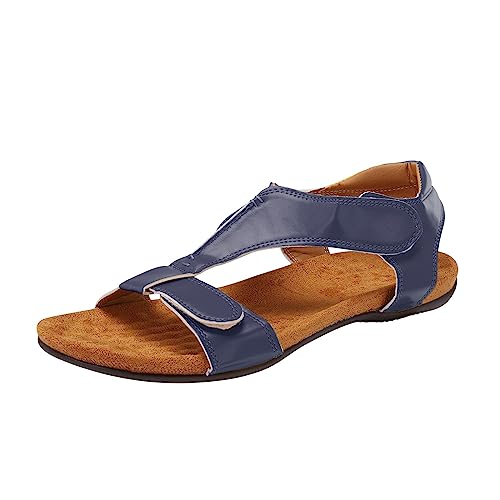 Orthopädische Schuhe Damen Sale Women Shoes Mode Frühjahr und Sommer Damen Sandalen flacher Absatz runde Zehen leicht atmungsaktiv große Größe Diabetiker Schuhe Damen (Blue, 43) von AMDOLE