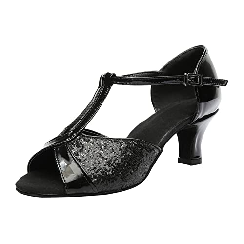 Sale Damen Schuhe Wide Fit Sandals For Women Latin Ballroom Prom Schuhe Damen Color Sandalen Fashion Dance Damensandalen Schuhe Damen Winterstiefel (Black, 40) von AMDOLE