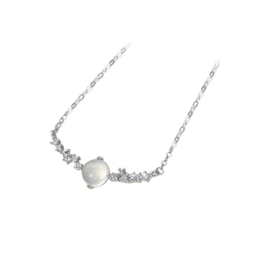 AMDXD 14 Karat 585 Weißgold Damen Ketten, Damenkette Anhänger Stern mit Mondstein Rundschliff Weiß, Frauen Halskette mit Moissanit 14K Gold Echter Schmuck, 40+5CM AMDXD 14 Karat 585 Weißgold Damen Ketten, Damenkette Anhänger Stern mit Mondstein Rundschliff Weiß, Frauen Halskette mit Moissanit 14K Gold Echter Schmuck, 40+5CM von AMDXD