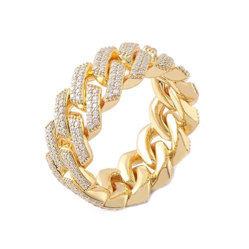 AMDXD 14 Karat Gelbgold Ring, Kette Form Trauringe mit Moissanit Oval Form, Herren Hochzeitsring Antragsring Au 585 Echt Goldschmuck von AMDXD