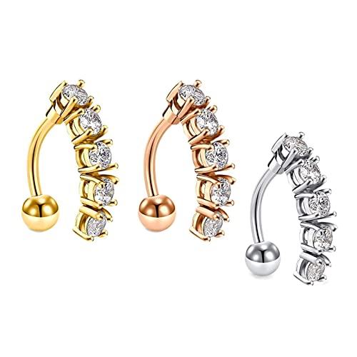 AMDXD 14G Bauchnabelpiercing, 3er Bauchnabel Piercings Ewigkeit Bauchnabelringe Piercing Anhänger mit Zirkonia für Mädchen Damen - Bunt von AMDXD
