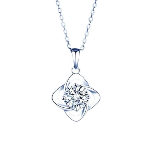 AMDXD 14K 585 Weißgold Damen Halskette Modeschmuck, Anhänger Damenkette Klee mit Moissanit Rundschliff Weiß, Kette Frauen Au585 Gold Echt Gold, 40+5CM AMDXD 14K 585 Weißgold Damen Halskette Modeschmuck, Anhänger Damenkette Klee mit Moissanit Rundschliff Weiß, Kette Frauen Au585 Gold Echt Gold, 40+5CM von AMDXD