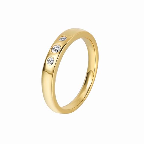 AMDXD 18 Karat 750 Gelbgold Eheringe Echte Goldschmuck, Hochzeitsband Klassiker mit Moissanit Rundschliff Weiß, Partnerringe 18K Gold, Gr.53 (16.9) von AMDXD