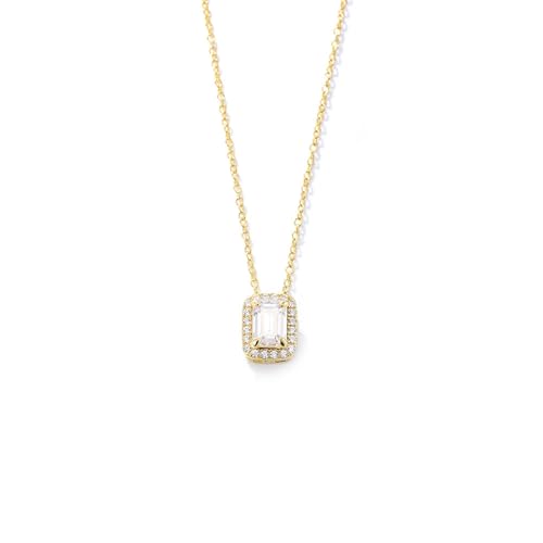 AMDXD 18 Karat Au750 Gelbgold Halskette Damen Vintage, Klassiker Anhänger Damenkette mit Moissanit Triangelschliff Weiß, Echt Gold Schmuck Kette Frauen 18K Gold, 40+5CM AMDXD 18 Karat Au750 Gelbgold Halskette Damen Vintage, Klassiker Anhänger Damenkette mit Moissanit Triangelschliff Weiß, Echt Gold Schmuck Kette Frauen 18K Gold, 40+5CM von AMDXD