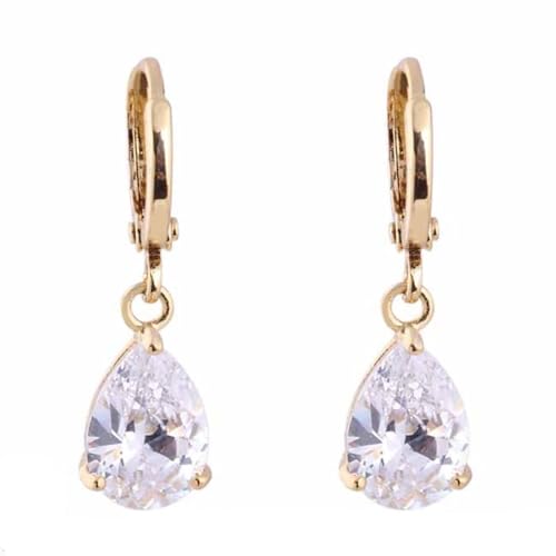 AMDXD 18 Karat Gold 750 Ohrringe Vintage Echt Gold Schmuck, Hoop Creole Ohrhänger mit Moissanit Tropfenschliff, 18K Gelbgold Schmuck Damen Ohrringe von AMDXD