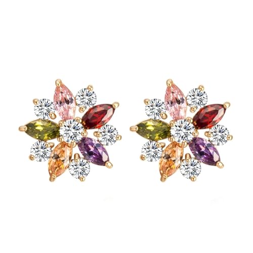 AMDXD 18 Karat Gold Au750 Ohrringe Frauen Echtschmuck, Blumen Ohrstecker mit Amethyst Rosa Kristall Granat Bunt Marquiseschliff, 18K Gelbgold Moissanit Damen Ohrstecker Klein AMDXD 18 Karat Gold Au750 Ohrringe Frauen Echtschmuck, Blumen Ohrstecker mit Amethyst Rosa Kristall Granat Bunt Marquiseschliff, 18K Gelbgold Moissanit Damen Ohrstecker Klein von AMDXD