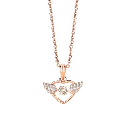 AMDXD 18K 750 Rose Gold Damen Halsketten Echt Schmuck, Damenkette Anhänger Herz Engel Flügel mit Moissanit Rundschliff Weiß, Kette Frauen Au750 Rosegold, 40+5CM AMDXD 18K 750 Rose Gold Damen Halsketten Echt Schmuck, Damenkette Anhänger Herz Engel Flügel mit Moissanit Rundschliff Weiß, Kette Frauen Au750 Rosegold, 40+5CM von AMDXD