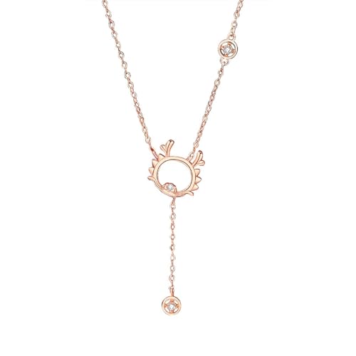 AMDXD 18K 750 Rosegold Ketten Damen, Hohl Drachen 3.8CM Quaste Anhänger Damenkette mit Moissanit Rundschliff Weiß, Echtschmuck Frauen Halskette Au750 Rose Gold, 40+5CM AMDXD 18K 750 Rosegold Ketten Damen, Hohl Drachen 3.8CM Quaste Anhänger Damenkette mit Moissanit Rundschliff Weiß, Echtschmuck Frauen Halskette Au750 Rose Gold, 40+5CM von AMDXD