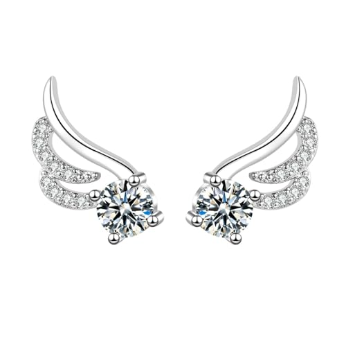 AMDXD 18K Weißgold 750 Ohrringe Vintage Echt, Flügel Ohrstecker mit Moissanit, Au750 Gold Moissanit Schmuck Damen Ohrringe AMDXD 18K Weißgold 750 Ohrringe Vintage Echt, Flügel Ohrstecker mit Moissanit, Au750 Gold Moissanit Schmuck Damen Ohrringe von AMDXD