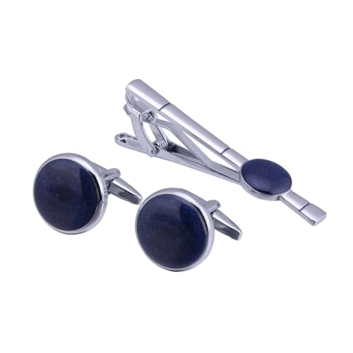 AMDXD 3 Pcs Set Manschettenknöpfe Krawattenklammer, Geometrisch Cufflinks for Men Gold, Silber Manschettenknöpfe Krawattennadeln Tie Clip Hochzeitsgeschenke von AMDXD