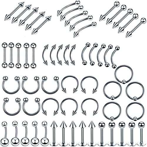AMDXD 60er Edelstahl Nase Piercing Set, 1.2MM Kreis U Circular Barbell Clicker Hufeisen Nase Ringe Set Silber, Piercing Schmuck Set für Herren Damen AMDXD 60er Edelstahl Nase Piercing Set, 1.2MM Kreis U Circular Barbell Clicker Hufeisen Nase Ringe Set Silber, Piercing Schmuck Set für Herren Damen von AMDXD