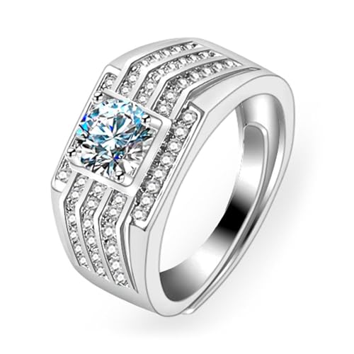 AMDXD 9 Karat 375 Weißgold Verlobungsring Echt Goldschmuck, Klassiker Pärchen Ringe mit Moissanit, 9K Gold Partnerringe, Gr.65 (20.7) von AMDXD