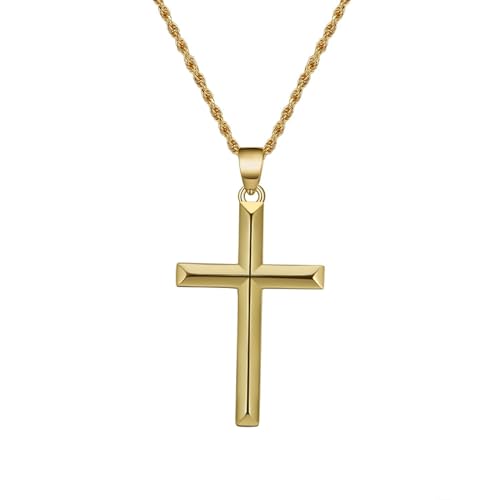 AMDXD 925 Kette Herren, S925 Silber Halskette Anhänger Klassiker Kreuz, Gold Kette Herren, 60CM von AMDXD