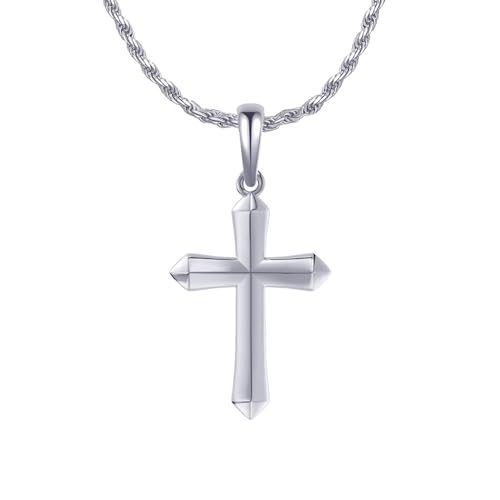 AMDXD 925 Kette Herren, Sterlingsilber S925 Halskette Anhänger Vintage Kreuz, Silber Männer Halskette Geschenk, 60CM von AMDXD