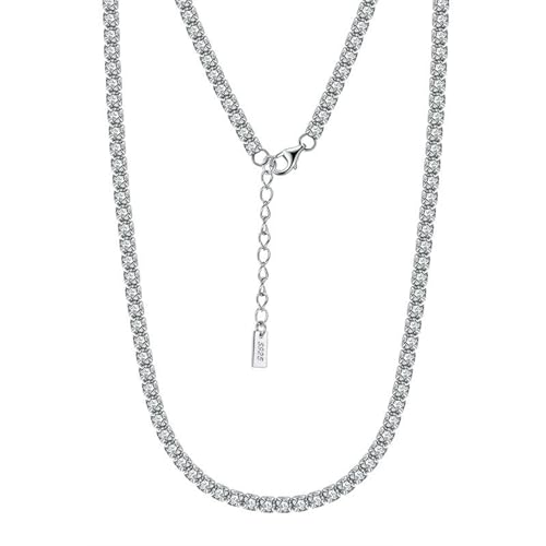 AMDXD 925 Ketten, S925 Sterlingsilber Anhänger Halskette Tennis Kette mit 3mm Zirkonia, Silber Ketten Damen Modeschmuck mit Zirkonia, 40CM von AMDXD