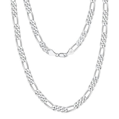 AMDXD 925 Silberkette, Sterling 925 Silber Halskette Anhänger 3.3mm Figarokette, Silber Frauen Halskette, 60CM von AMDXD
