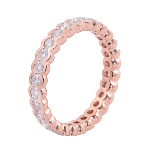 AMDXD 9K Rose Gold 375 Ringe, Klassiker Bohrer Stein Antragsring mit Moissanit Oval Form, Damen Trauringe Pärchen Ringe Au375 Rosegold Echtgold Schmuck von AMDXD