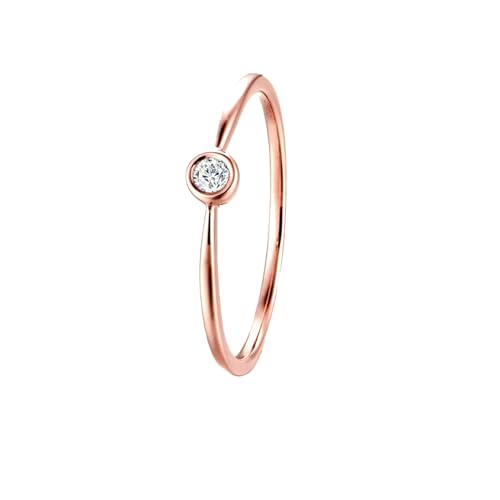 AMDXD 9K Rosegold 375 Ring, Solitärring Klassiker Verlobungsring mit Moissanit Oval Form, Damen Partnerringe Pärchen Ringe Au375 Rosegold Echte Goldschmuck von AMDXD