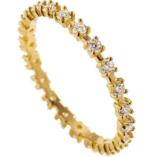 AMDXD Antragsring Gold Au750, Klassiker Bandringe mit Diamant, 18K Gelbgold Verlobungsring Diamantring Echt Gold Schmuck, Gr.52 (16.6) von AMDXD