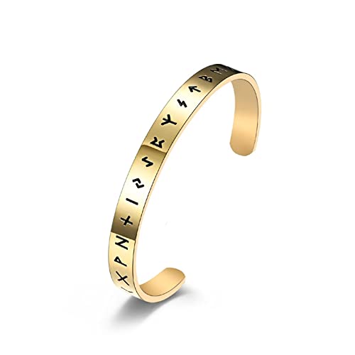 AMDXD Armbänder in Edelstahl, Armschmuck Partnerarmband Wikinger-Symbol Open für Frauen Männer, Gold von AMDXD