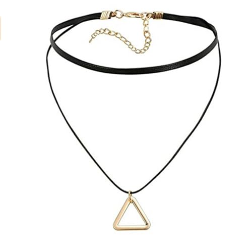 AMDXD Choker-Halskette, Hohl Dreieck Tattoo Halsband Samt Kette für Frauen, 32.5+8.3CM von AMDXD