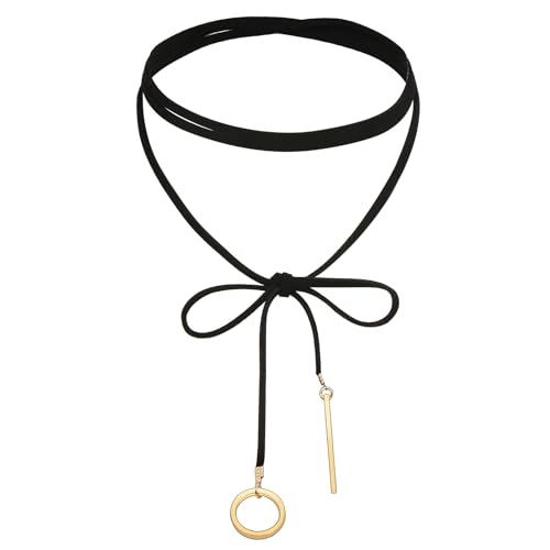 AMDXD Choker Halskette, Kreis Rechteckig Erstellbare Kragen Samt Classic Gothic Tattoo Choker für Damen, 141.7CM von AMDXD