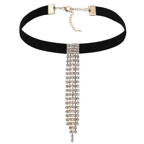 AMDXD Choker Kette Damen, Quadrat Halsband Schmuck Verstellbare Dancing Halloween Geburtstag Party Cosplay, Schwarz Gold, 32.7CM von AMDXD