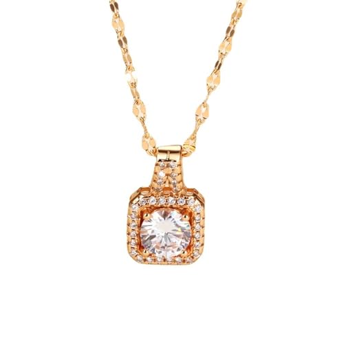 AMDXD Damen Ketten Gold 375 9K, Klassiker Frauen Halskette mit Labor Erstellt Diamant, Gelbgold Au375 Damenkette Echt Goldschmuck, 45+5cm AMDXD Damen Ketten Gold 375 9K, Klassiker Frauen Halskette mit Labor Erstellt Diamant, Gelbgold Au375 Damenkette Echt Goldschmuck, 45+5cm von AMDXD
