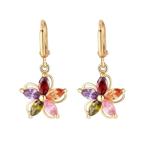 AMDXD Damen Ohrstecker Gelbgold Au375 9K, Blumen Creolen mit Rubin Citrin Amethyst Granat Bunt Marquiseschliff, 375 Gold Damenohrringe Echt Goldschmuck AMDXD Damen Ohrstecker Gelbgold Au375 9K, Blumen Creolen mit Rubin Citrin Amethyst Granat Bunt Marquiseschliff, 375 Gold Damenohrringe Echt Goldschmuck von AMDXD