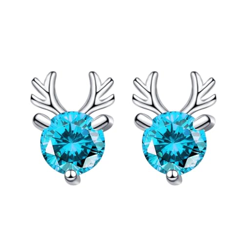 AMDXD Damen Ohrstecker Weißgold Au585, Hirsche 3 Steg-Krappenfassung Ohrstecker mit Topas Blau, 14K Damenohrringe Echt Goldschmuck AMDXD Damen Ohrstecker Weißgold Au585, Hirsche 3 Steg-Krappenfassung Ohrstecker mit Topas Blau, 14K Damenohrringe Echt Goldschmuck von AMDXD
